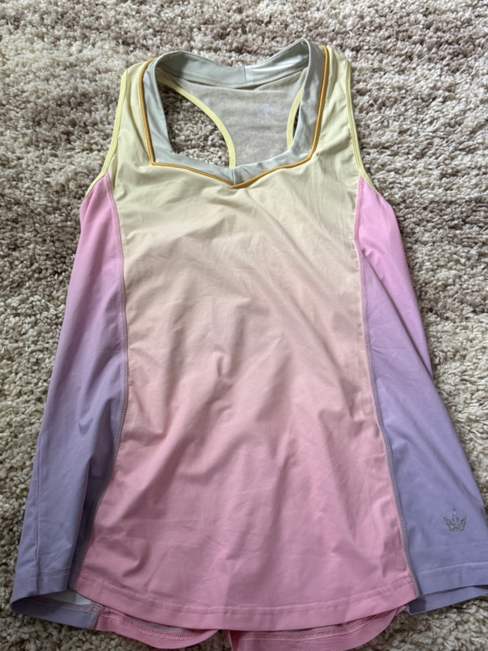 Crowned Athletics Pastel Ombre Racerback Tank Top with Contrast Trim